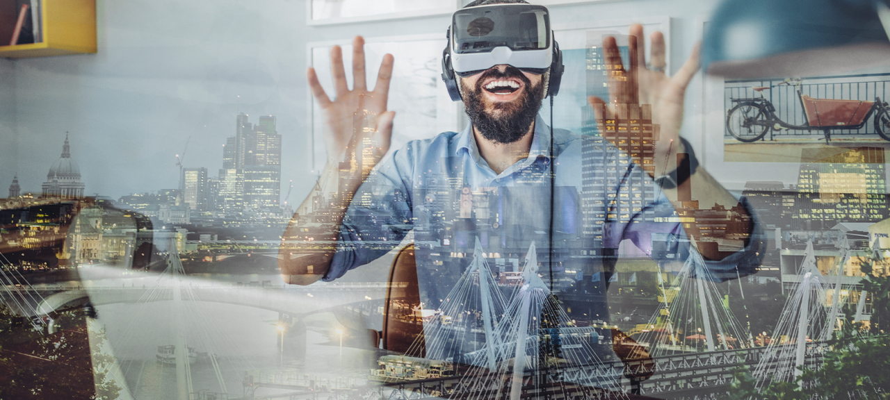 Person interacting with media.