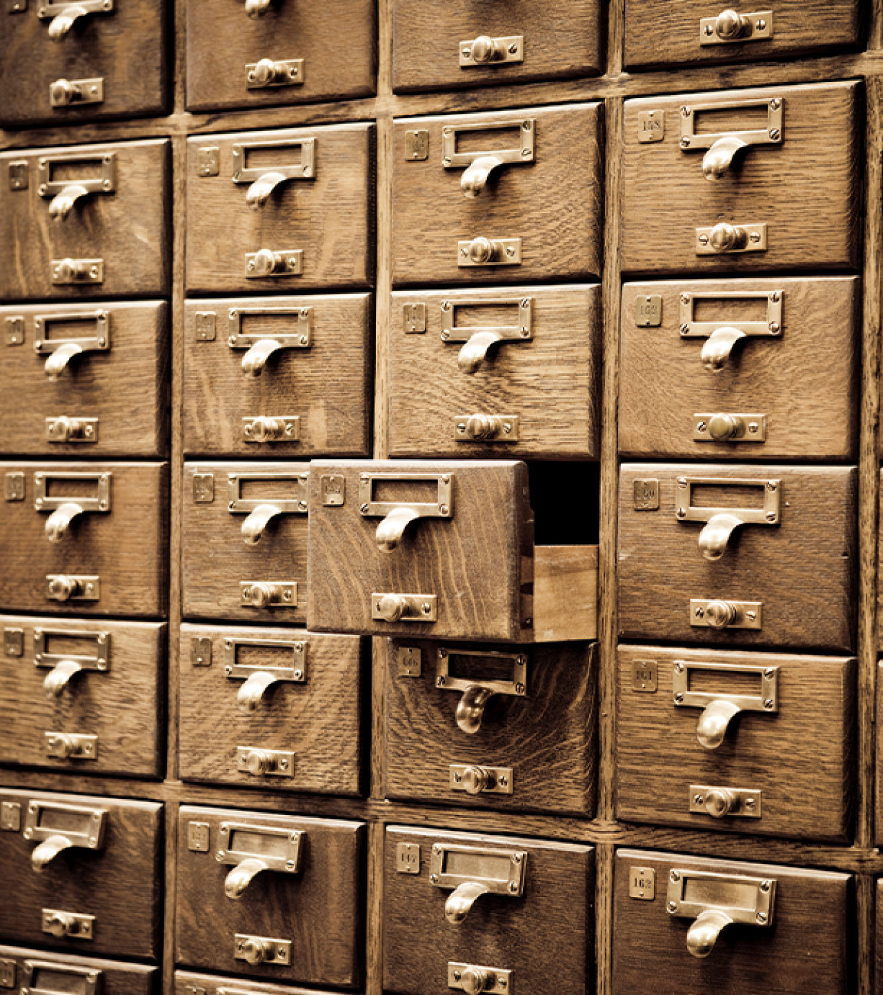 Old heathcare index card drawers.