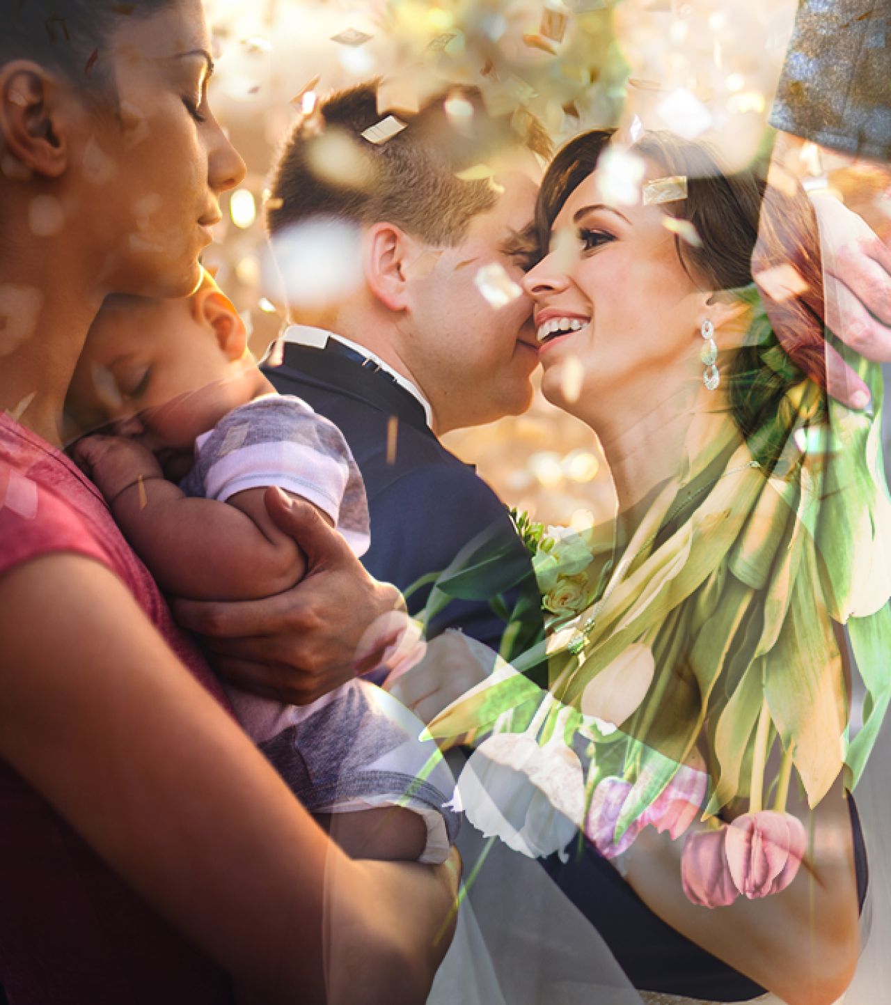 Grouped image suggesting birthsd, deaths and marriage.