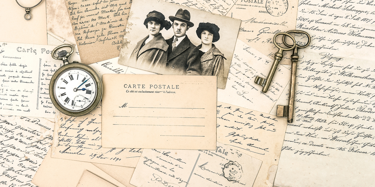 Old photographs and letters and postcards.