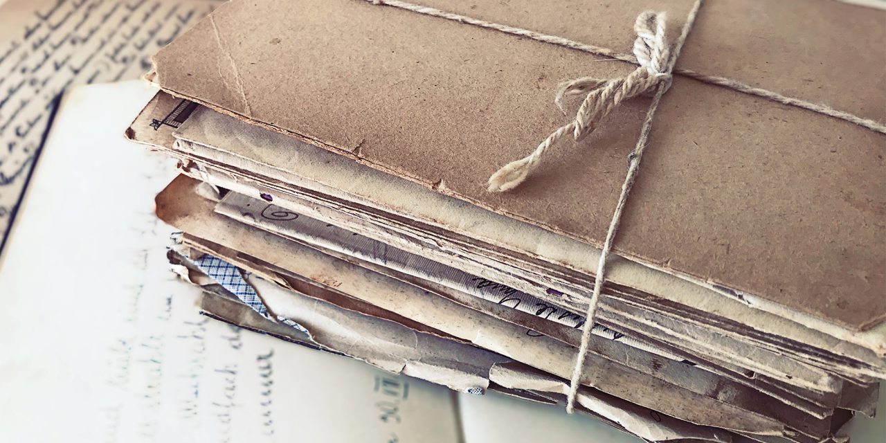 Tied package of old letters.