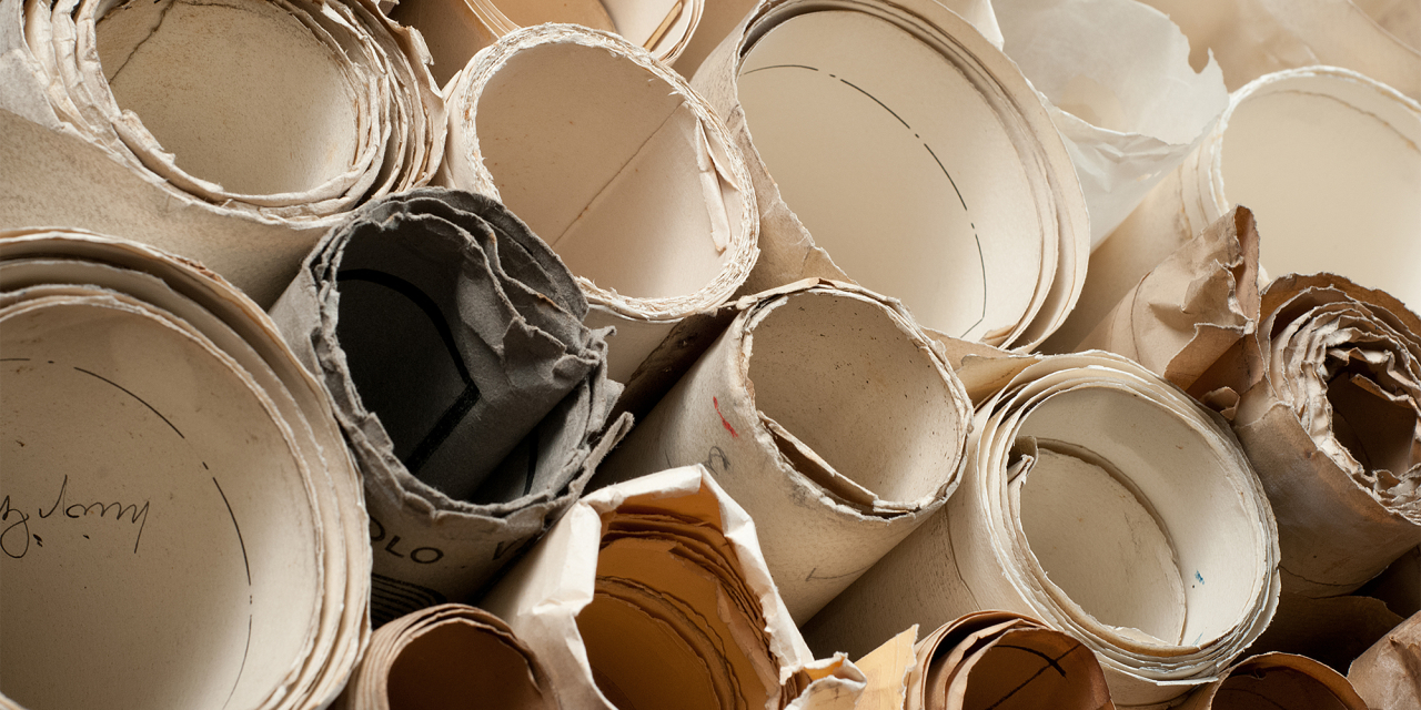 Old rolls on a shelf.