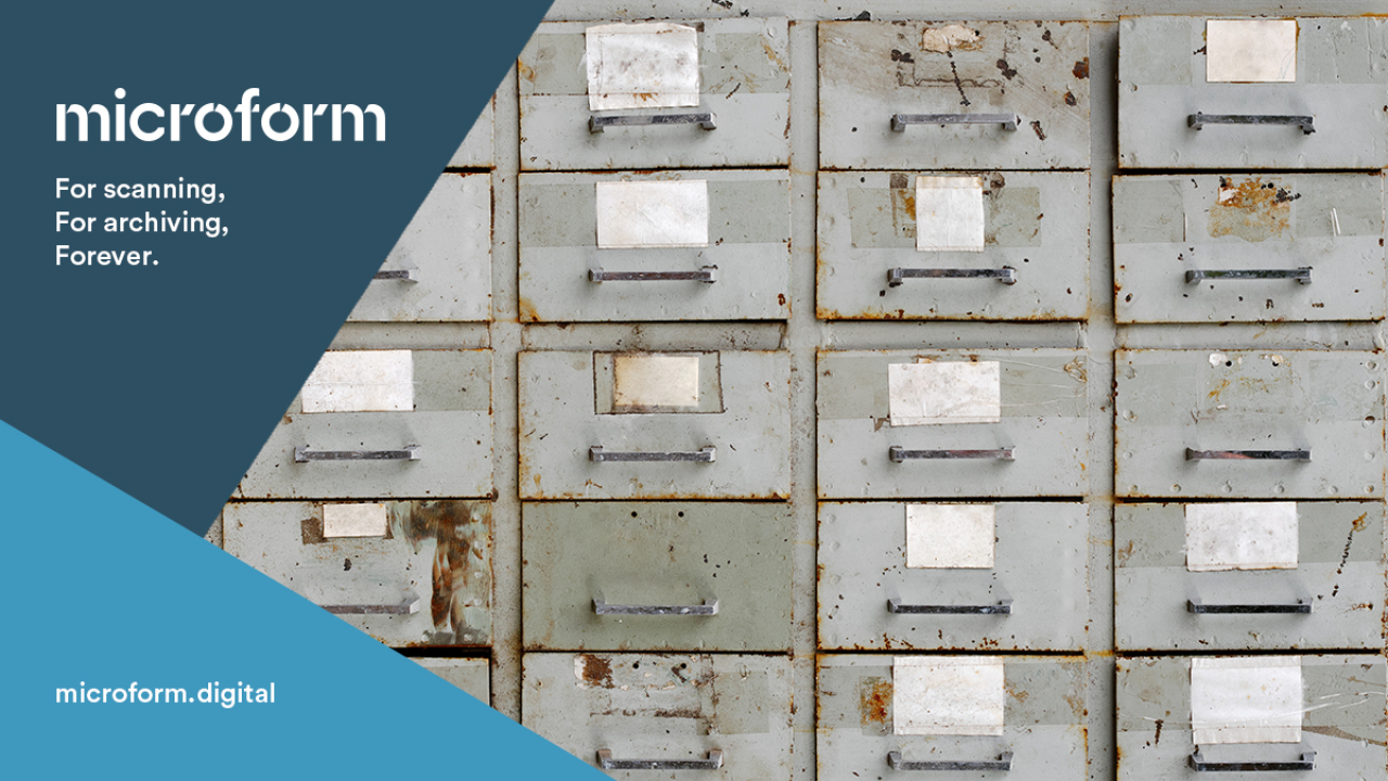 Microform Branding - Old rusty filing drawers.