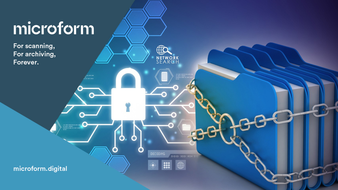 Microform Branding - Illustration of locked, secure files.