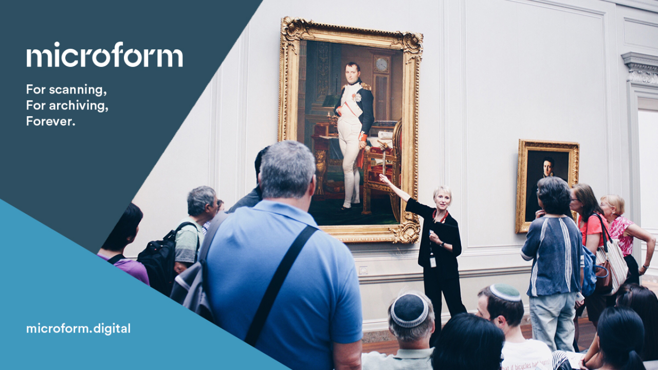 Microform Branding - Museum paining with visitors.