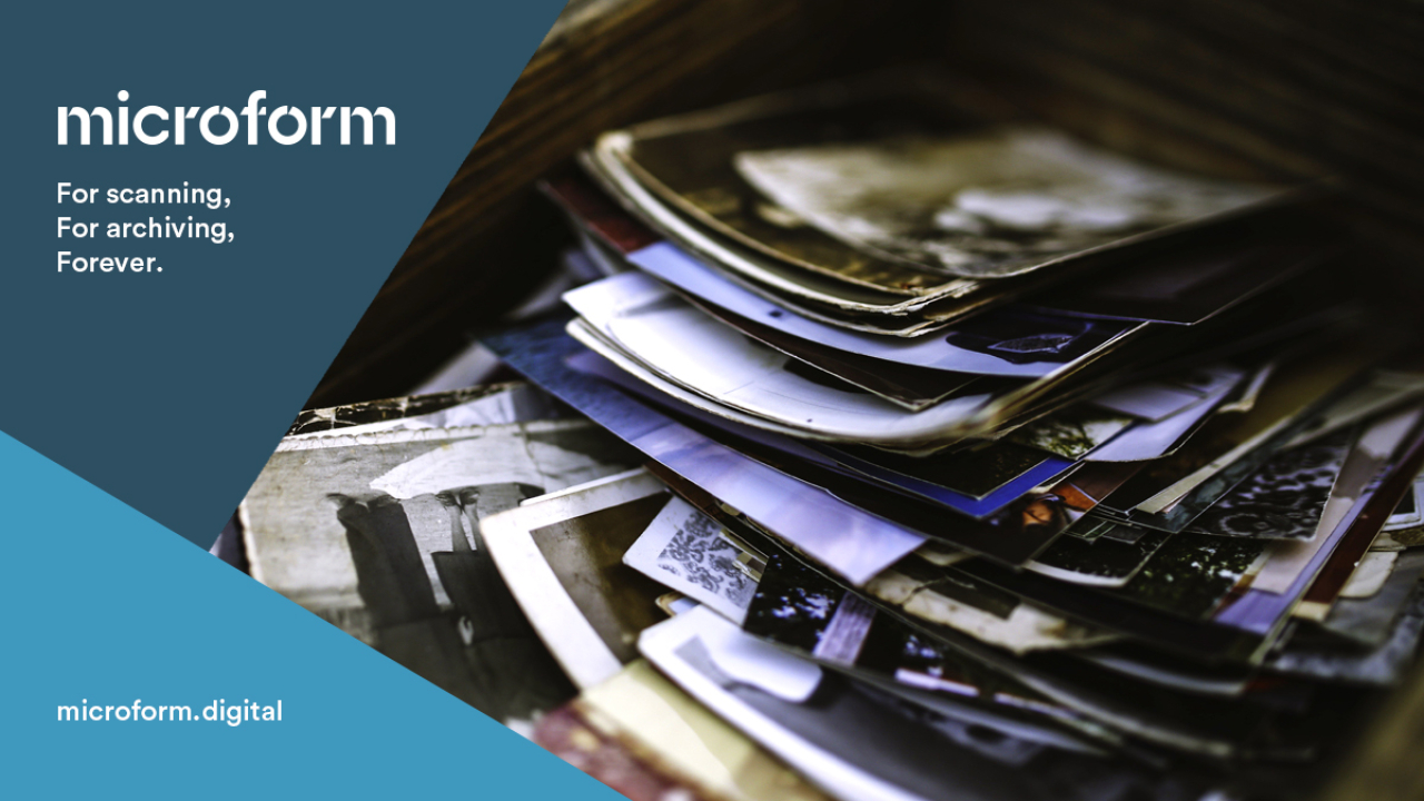 Microform Branding - Stack of photographs.